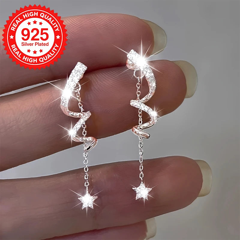 GOLDEN HOUR - ORECCHINI SPIRALE STELLA - ARGENTO 925