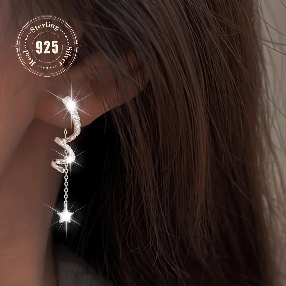 GOLDEN HOUR - ORECCHINI SPIRALE STELLA - ARGENTO 925