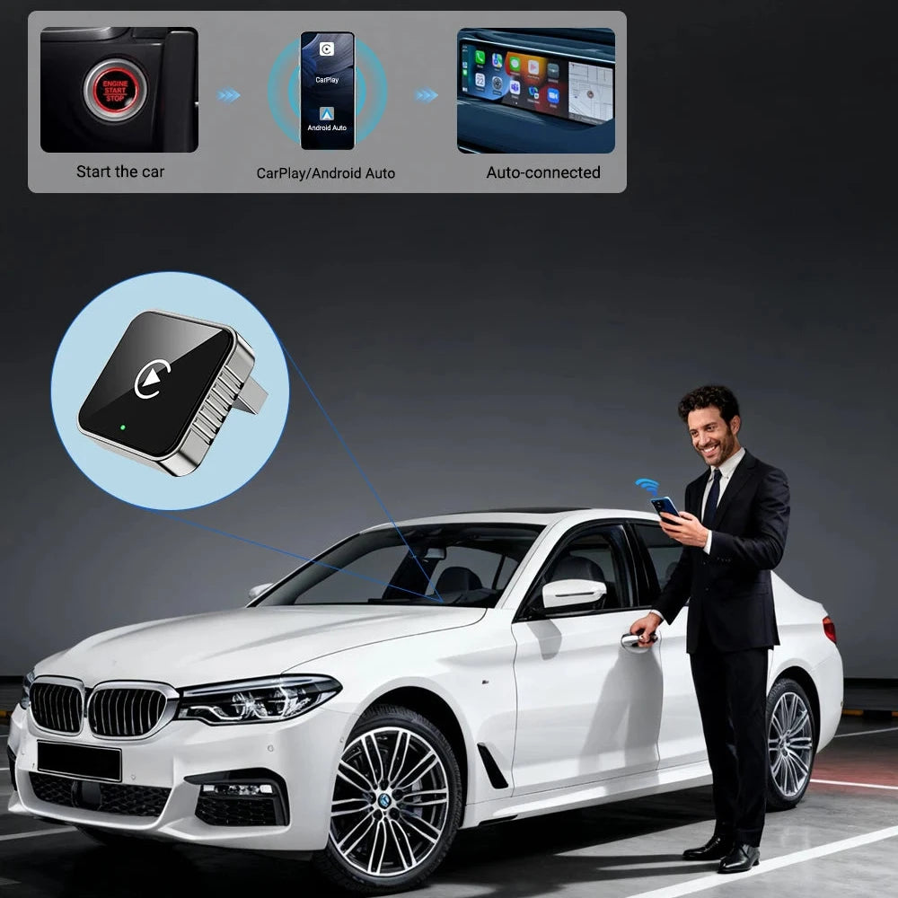 ADATTATORE WI-FI CAR PLAY & ANDROID AUTO - DA CAVO A SENZA FILI