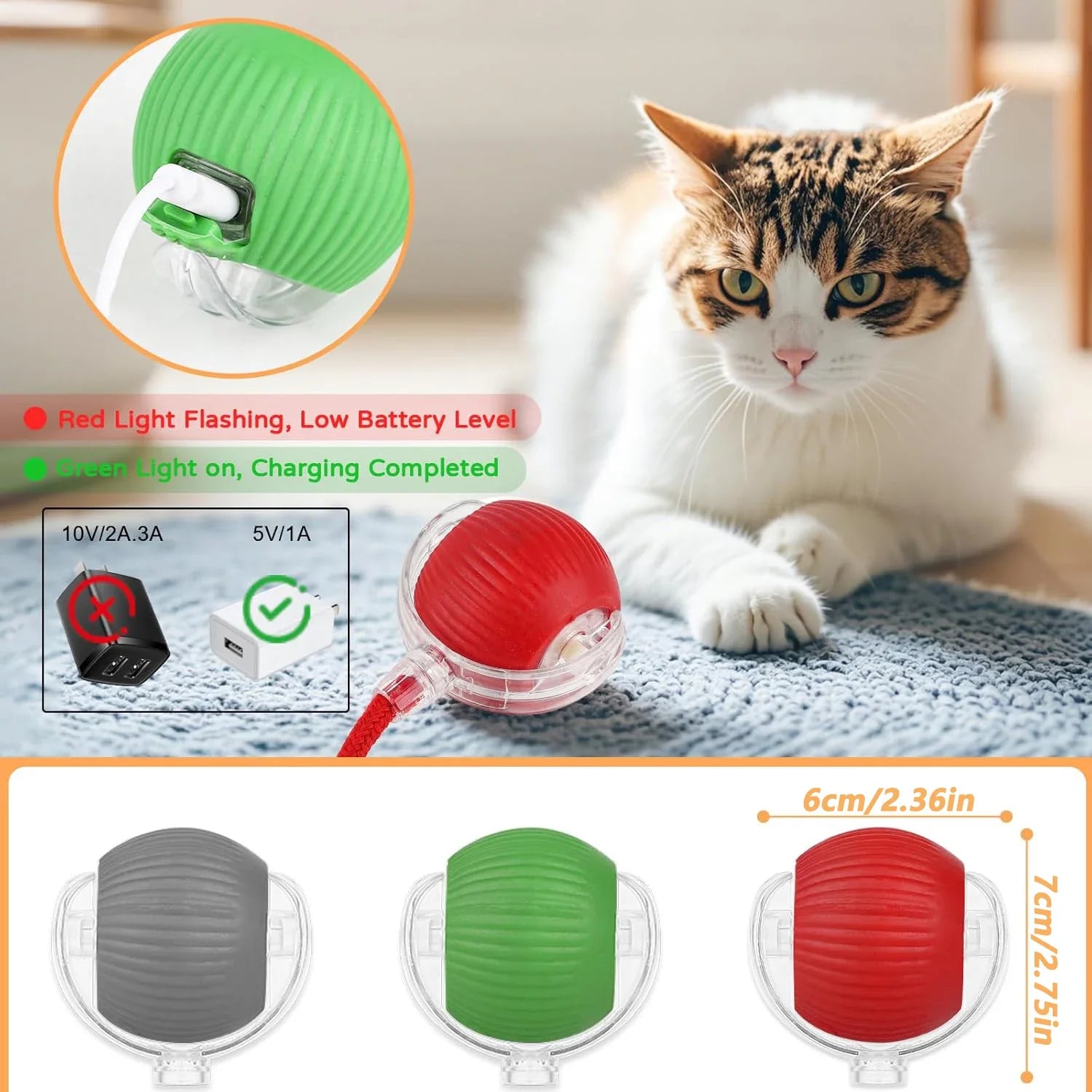 PALLINA AUTOMATICA PER GATTO - GIOCATTOLO INTERATTIVO